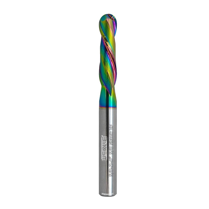 WEXWE Tools Extra Long Ball Nose Carbide End Mill, CNC Cutting Tools for Aluminum Cutting,Wood Cutting, More Wear Resistant, Suit for 3D Carving & Engraving. 2 Flute Router Bits (5/8-4" 1pcs - Image 1